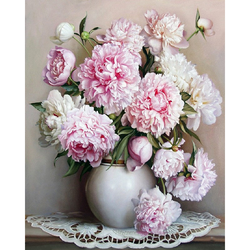 DIY Painting By Numbers - Peonies (16"x20" / 40x50cm)