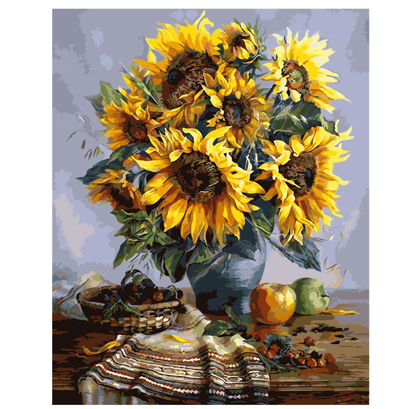 DIY Painting By Numbers - Sun Flowers (16"x20" / 40x50cm)