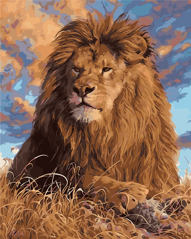 DIY Painting By Numbers - Lion Lookout (16"x20" / 40x50cm)