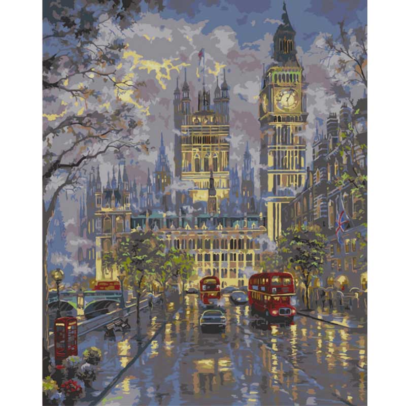 DIY Painting By Numbers - Lights Up Big Ben (16"x20" / 40x50cm)