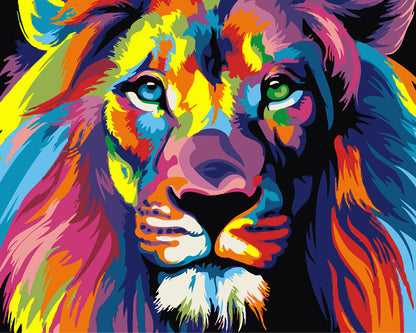 DIY Painting By Numbers - Colorful Lion (16"x20" / 40x50cm)