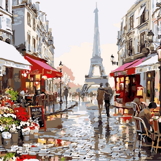 DIY Painting By Numbers - Paris Street (16"x20" / 40x50cm)