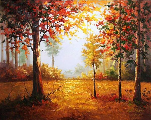 DIY Painting By Numbers - Autumn Forest (16"x20" / 40x50cm)