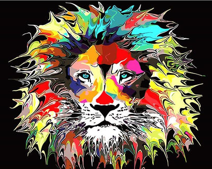 DIY Painting By Numbers - Psychedelic Lion (16"x20" / 40x50cm)