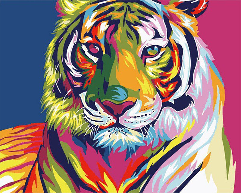 DIY Painting By Numbers - Psychedelic Tiger (16"x20" / 40x50cm)