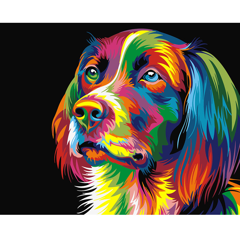 DIY Painting By Numbers - Psychedelic Dog (16"x20" / 40x50cm)