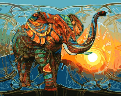 DIY Painting By Numbers - Abstract Elephant (16"x20" / 40x50cm)