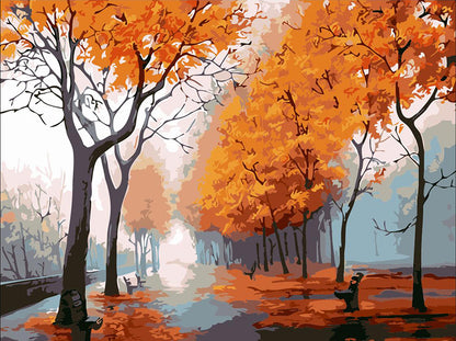 DIY Painting By Numbers - Autumn Park (16"x20" / 40x50cm)