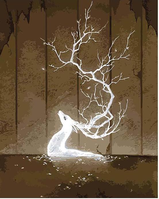 DIY Painting By Numbers - Enchanted Deer  (16"x20" / 40x50cm)