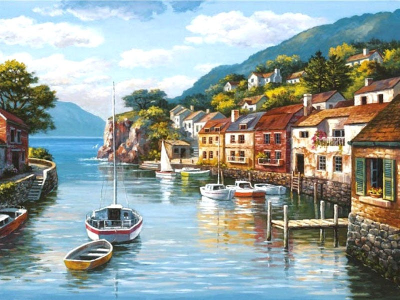 DIY Painting By Numbers - Rich Harbor (16"x20" / 40x50cm)