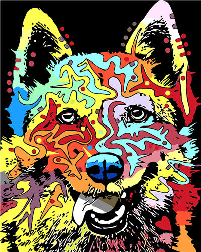 DIY Painting By Numbers - Multicolored Dog (16"x20" / 40x50cm)