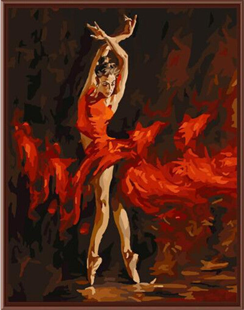 DIY Painting By Numbers - Ballet Dancer On Fire (16"x20" / 40x50cm)