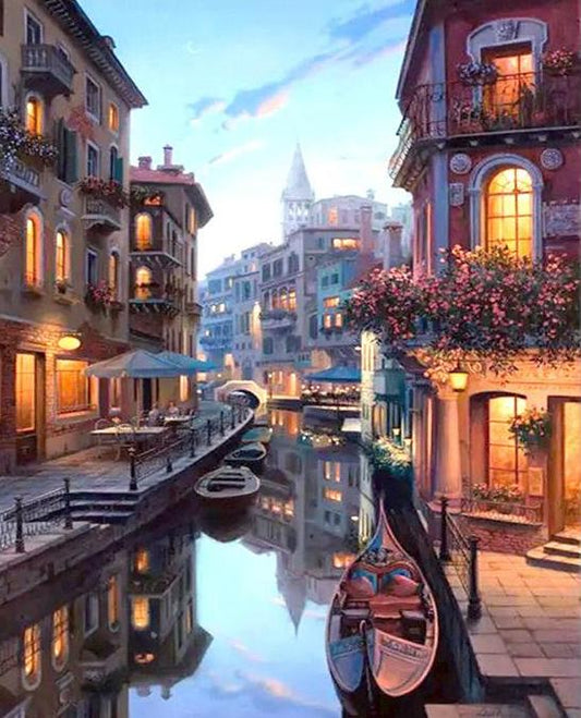 DIY Painting By Numbers - Venice River Lounge (16"x20" / 40x50cm)