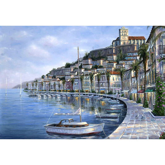 DIY Painting By Numbers - Azure Harbor (16"x20" / 40x50cm)