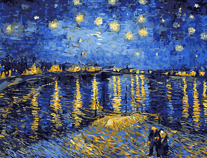 DIY Painting By Numbers - Van Gogh Starry Night Over the Rhone (16"x20" / 40x50cm)