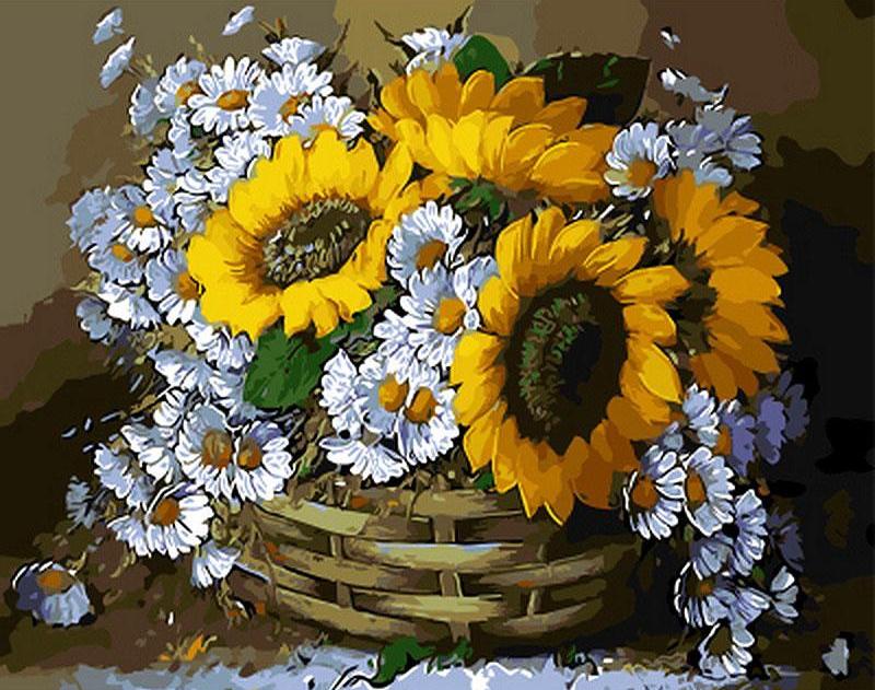 DIY Painting By Numbers - Still Life Sunflowers (16"x20" / 40x50cm)